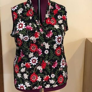 Shawl neck knit tank top